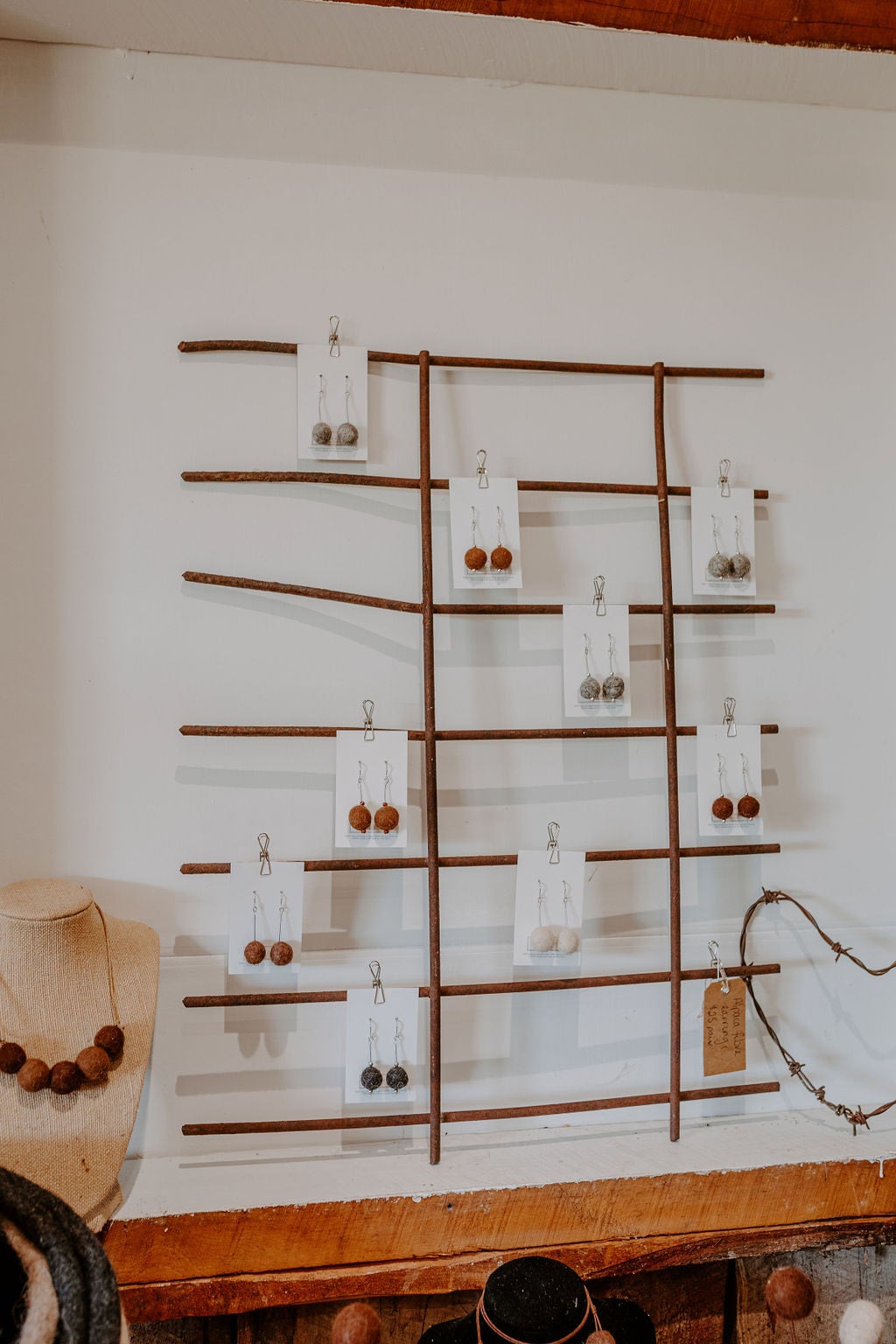 Alpaca fibre earrings in gorgeous natural colours Quentin Park